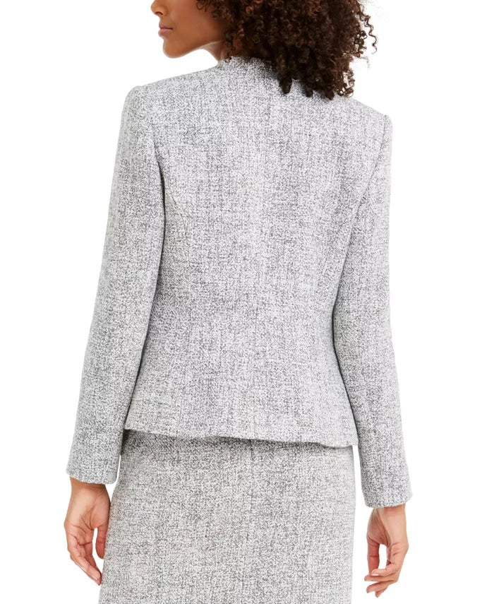 Calvin Klein Women's Tweed Open-Front Blazer Gray Size 8