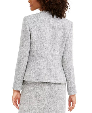 Calvin Klein Women's Tweed Open-Front Blazer Gray Size 8
