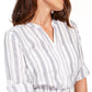 Charter Club Women's Striped Tie-Waist Cotton Top White Size Extra Large
