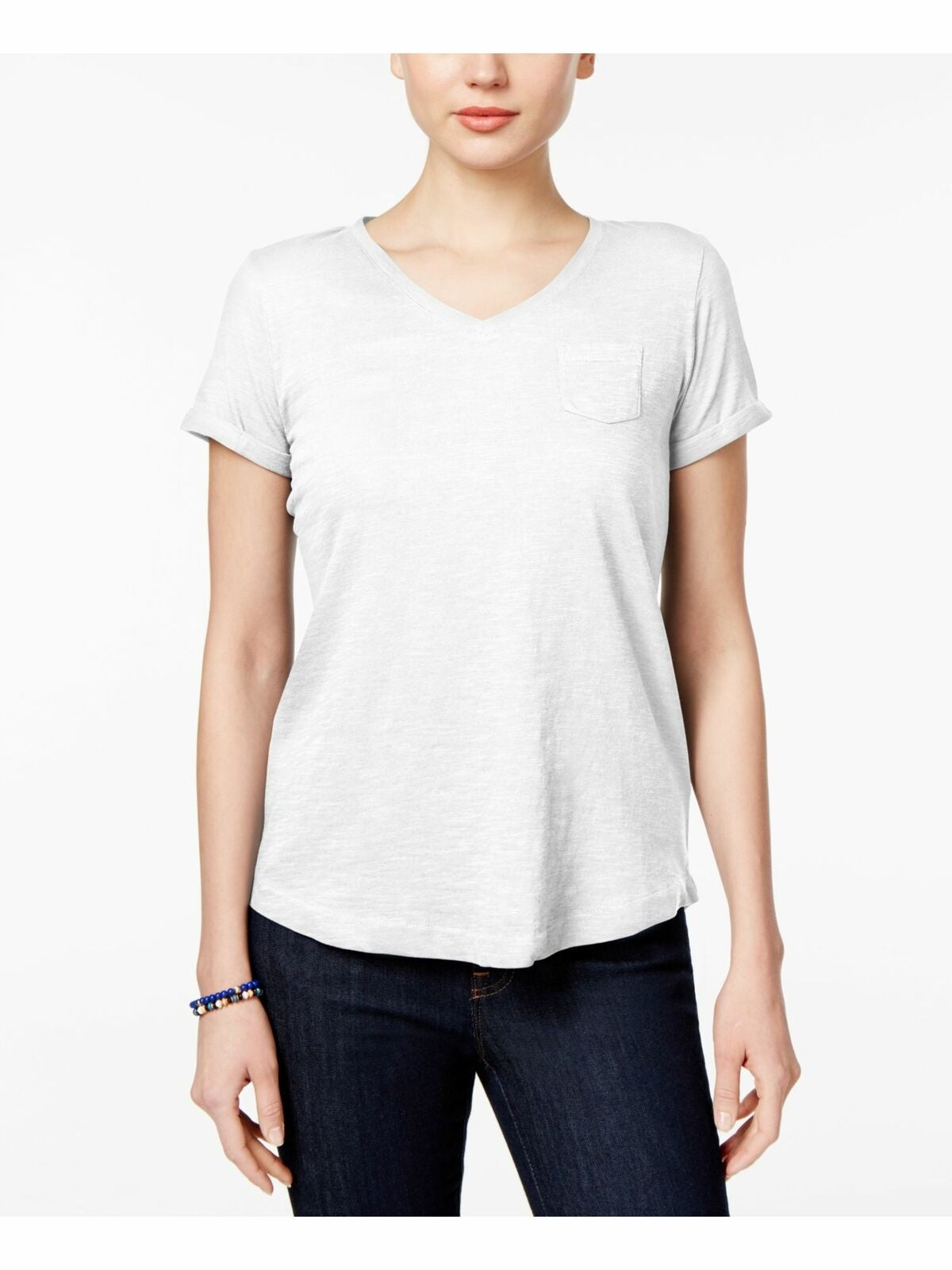 Style & Co Women's Short Sleeve T-Shirt Grey Size PM