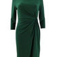 Ralph Lauren Women's Slitted Acid Wash Long Sleeve Boat Neck Full Length Evening Sheath Dress Green Size 14