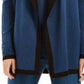 Anne Klein Women's Color Block Long Sleeve Open Cardigan Sweater Blue Size Large