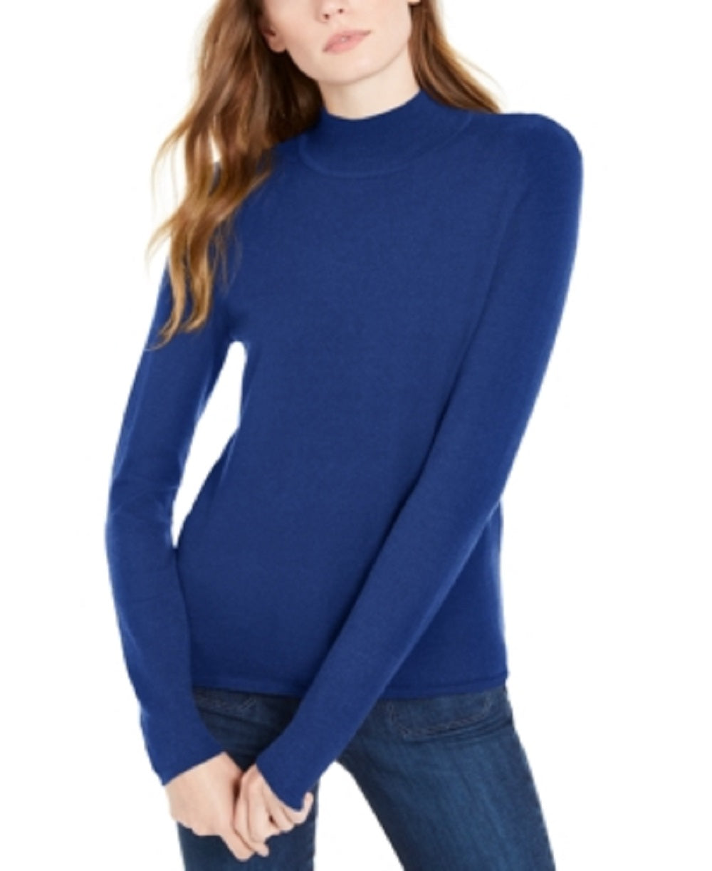 Maison Jules Women's Mock Neck Sweater Blue Size Medium