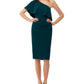 Xscape Women's Teal Ruffled Sleeveless Asymmetrical Neckline Below The Knee Body Con Cocktail Dress Green Size 12 Petite