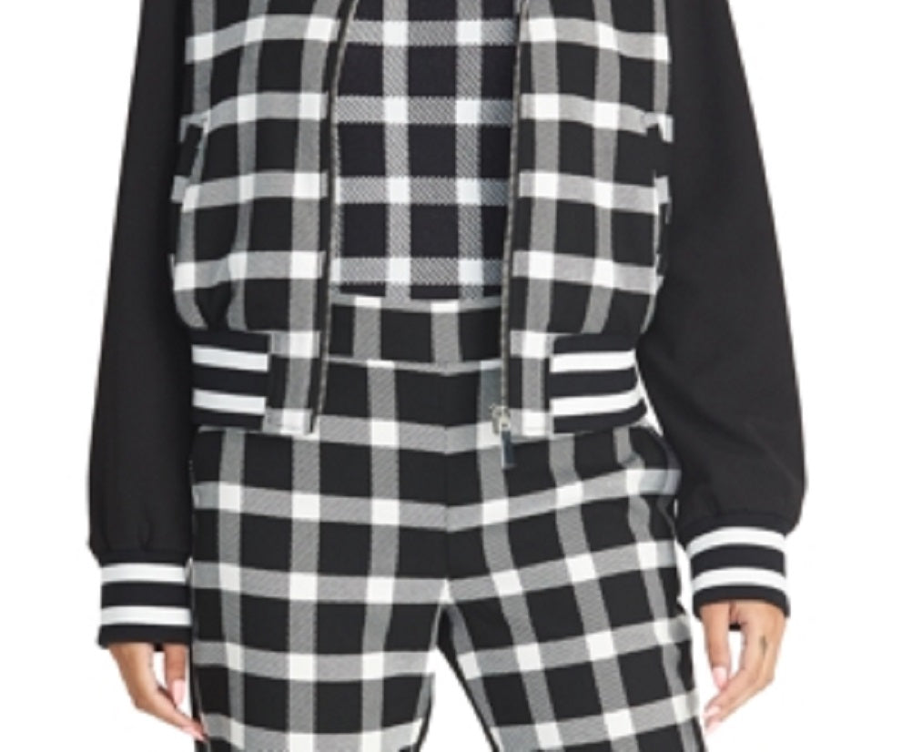 Rachel Roy Women's Plaid Zip Up Jacket Black Size Small