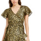 Kendall + Kylie Women's Metallic Surplice Cocktail Dress Golden/Black Size 12-14