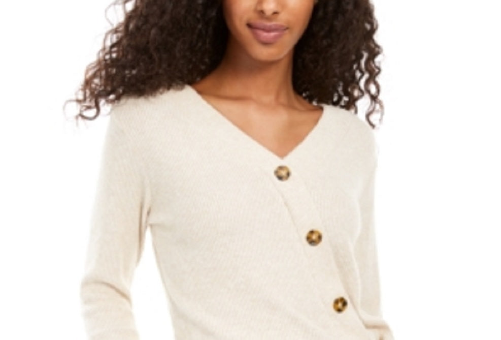 Hippie Rose Junior's Plush Surplice Ribbed Top Brown Size Small