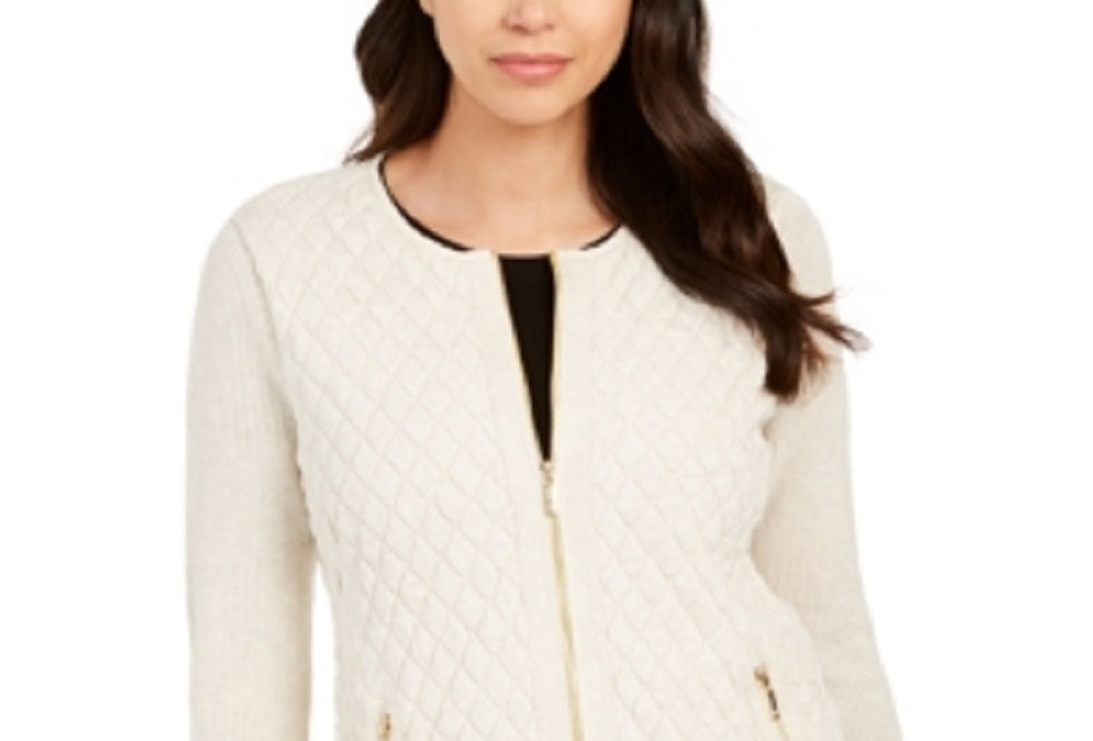 Charter Club Women's Quilted Sweater Jacket Size Beige X-Large