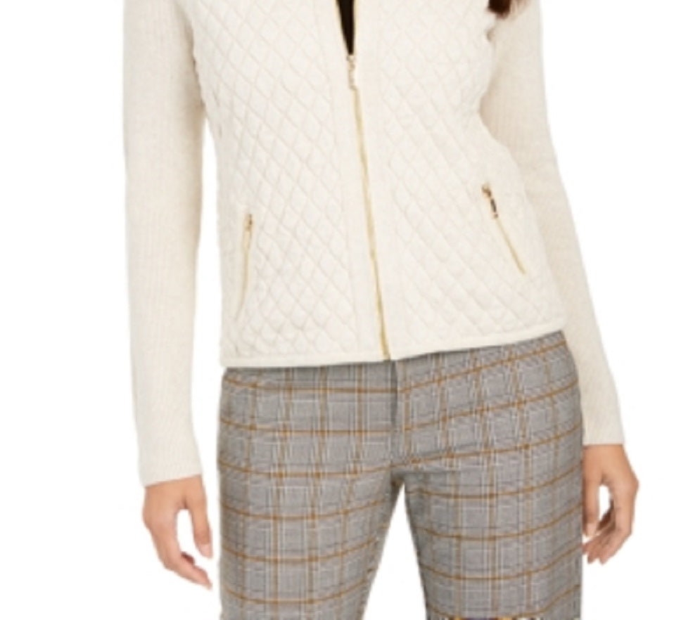 Charter Club Women's Quilted Sweater Jacket Size Beige X-Large