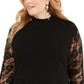 INC International Concepts Women's Lace Detail Peplum Blouse Black Size 0X