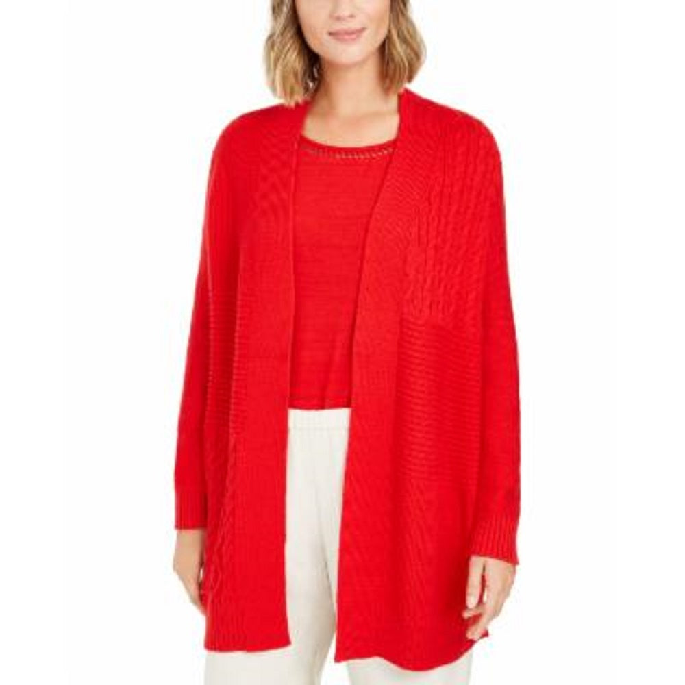 Charter Club Women's Patchwork Cardigan Red Size XX-Large