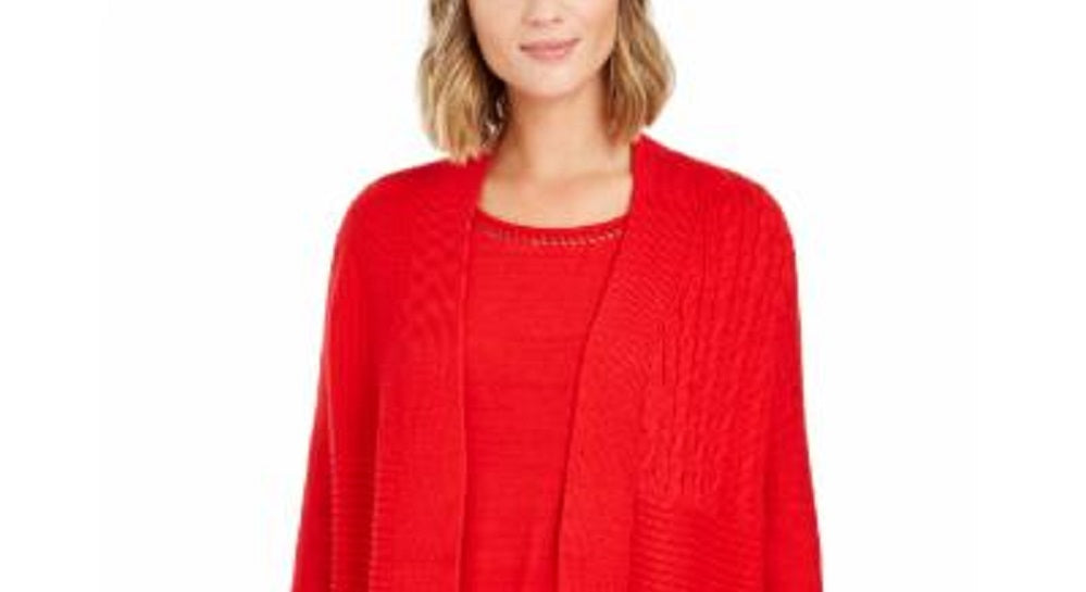 Charter Club Women's Patchwork Cardigan Red Size XX-Large