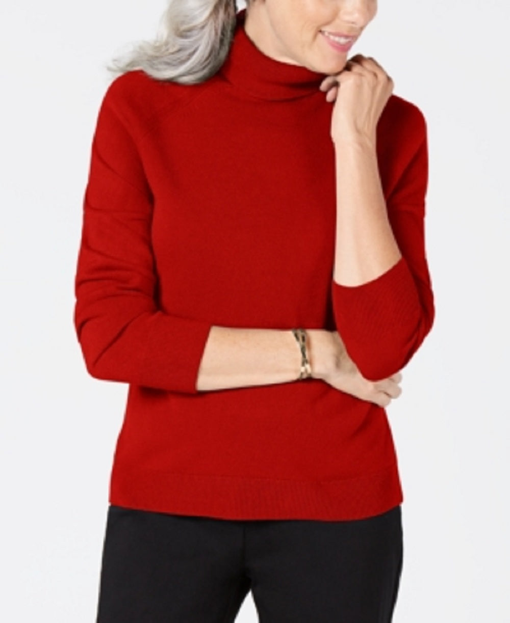 Karen Scott Women's Luxsoft Turtleneck Sweater Red Size Petite L