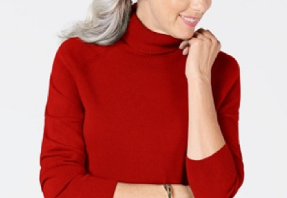 Karen Scott Women's Luxsoft Turtleneck Sweater Red Size Petite L
