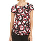 Alfani Women's Printed Round Hem T-Shirt Red Size P/SM