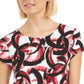 Alfani Women's Printed Round Hem T-Shirt Red Size P/SM