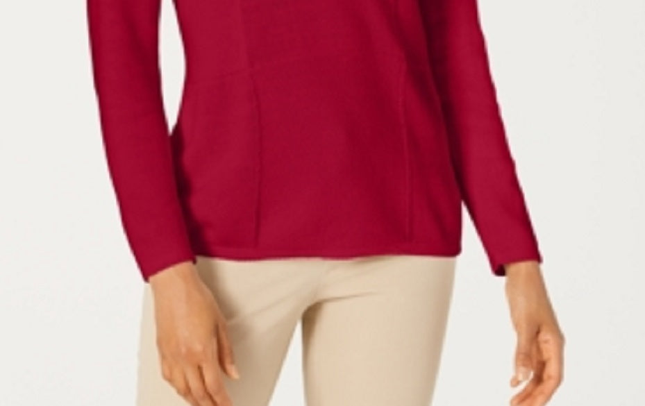 Karen Scott Women's Patchwork Stitch Pullover Sweater Red Small