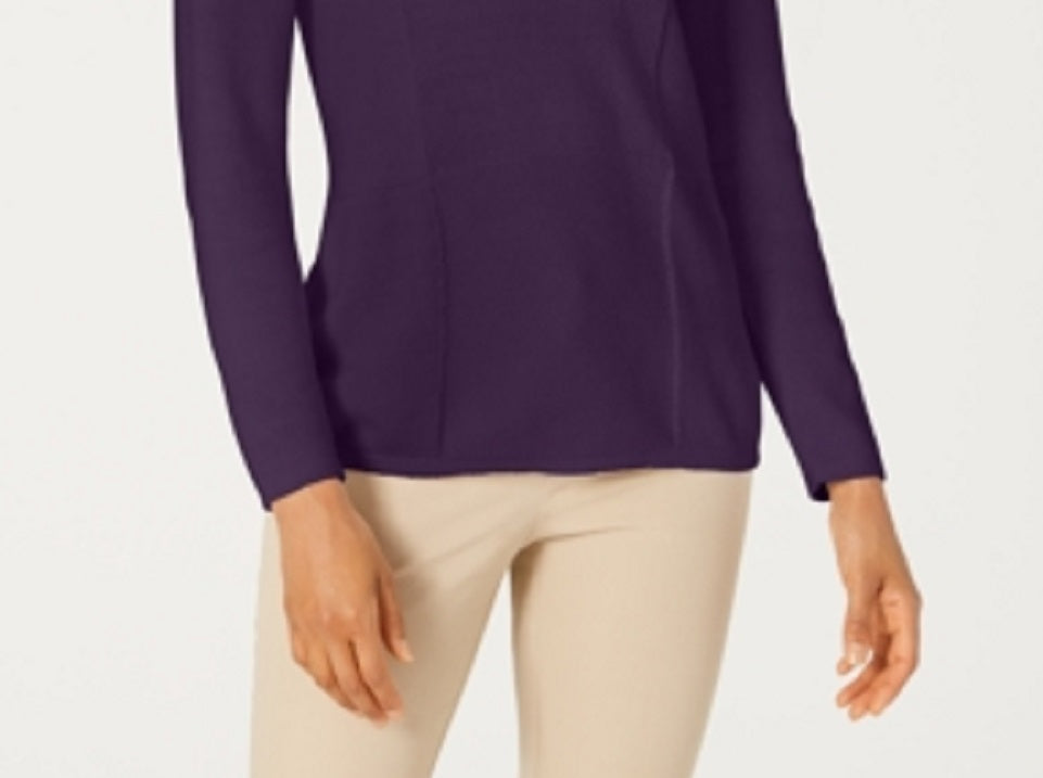 Karen Scott Women's Patchwork Stitch Pullover Sweater Purple Size Small