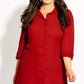 City Chic Women's Dynamic Collared Button Down Tunic Top Red Size Petite Small