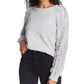1.STATE Women's Fringe Sleeve Sweater Gray