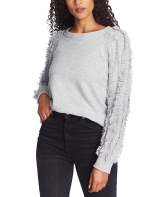 1.STATE Women's Fringe Sleeve Sweater Gray