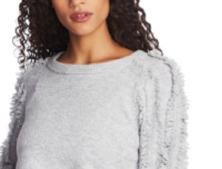 1.STATE Women's Fringe Sleeve Sweater Gray