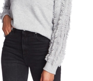 1.STATE Women's Fringe Sleeve Sweater Gray