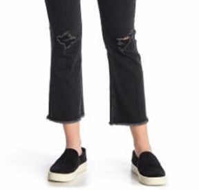 Vigoss Women's Gwen Kick Flare Distressed Jeans Black Size 25