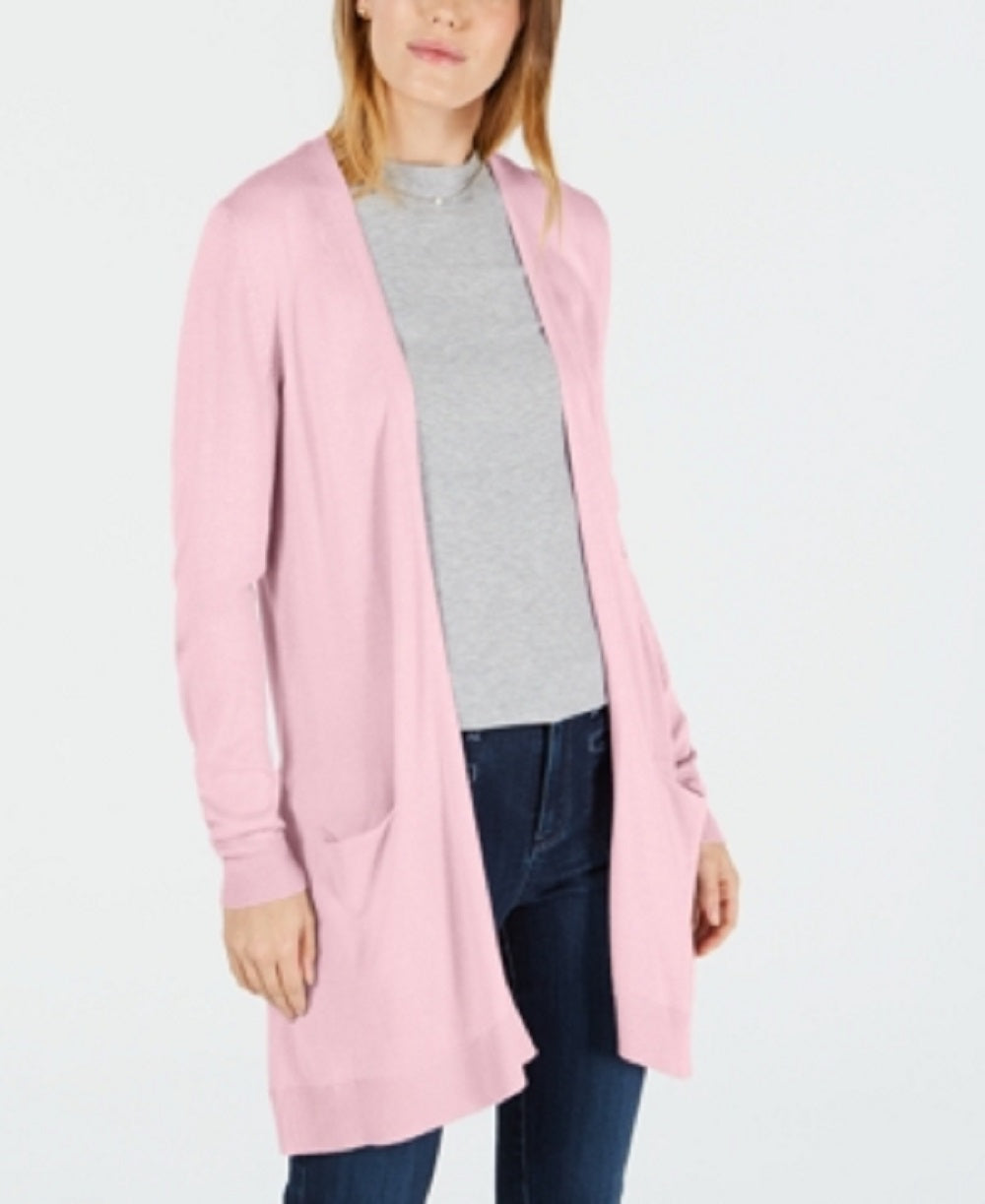 Maison Jules Women's Long Open Front Jersey Cardigan Pink Size X-Small