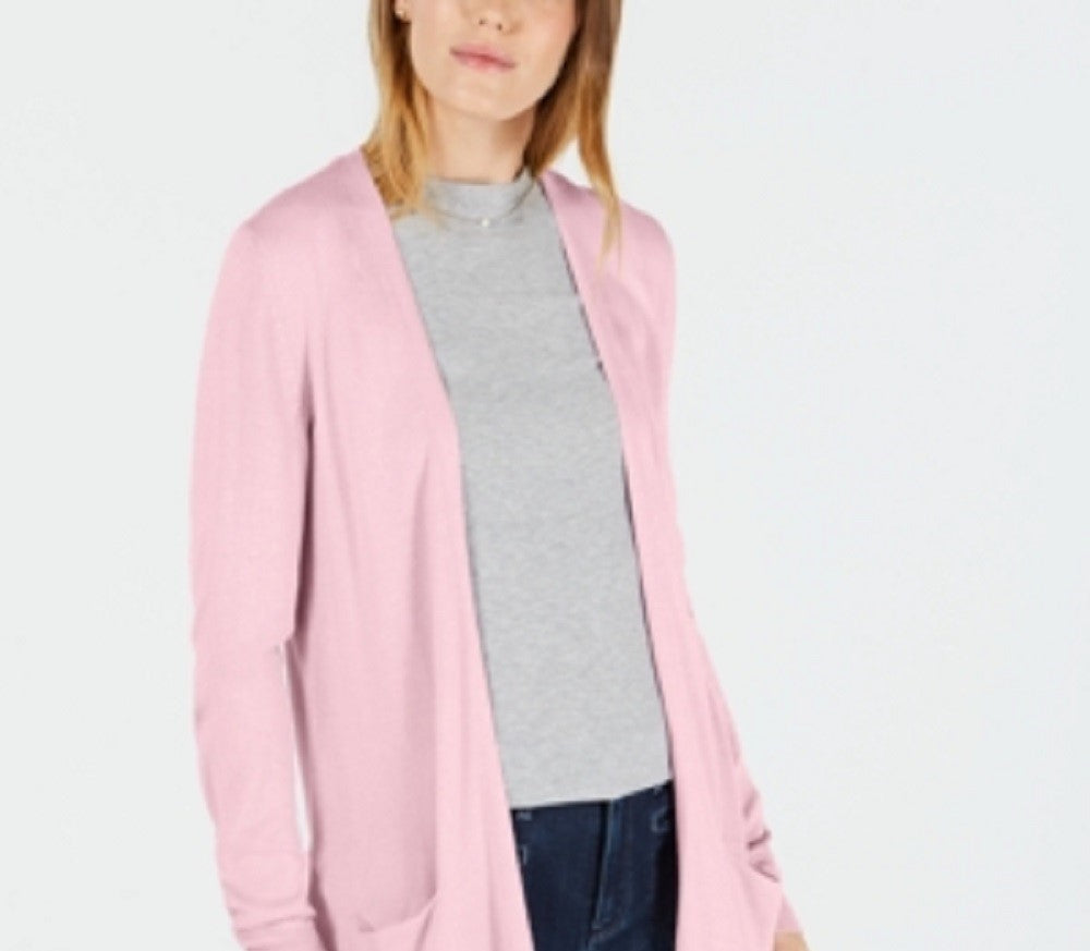 Maison Jules Women's Long Open Front Jersey Cardigan Pink Size X-Small