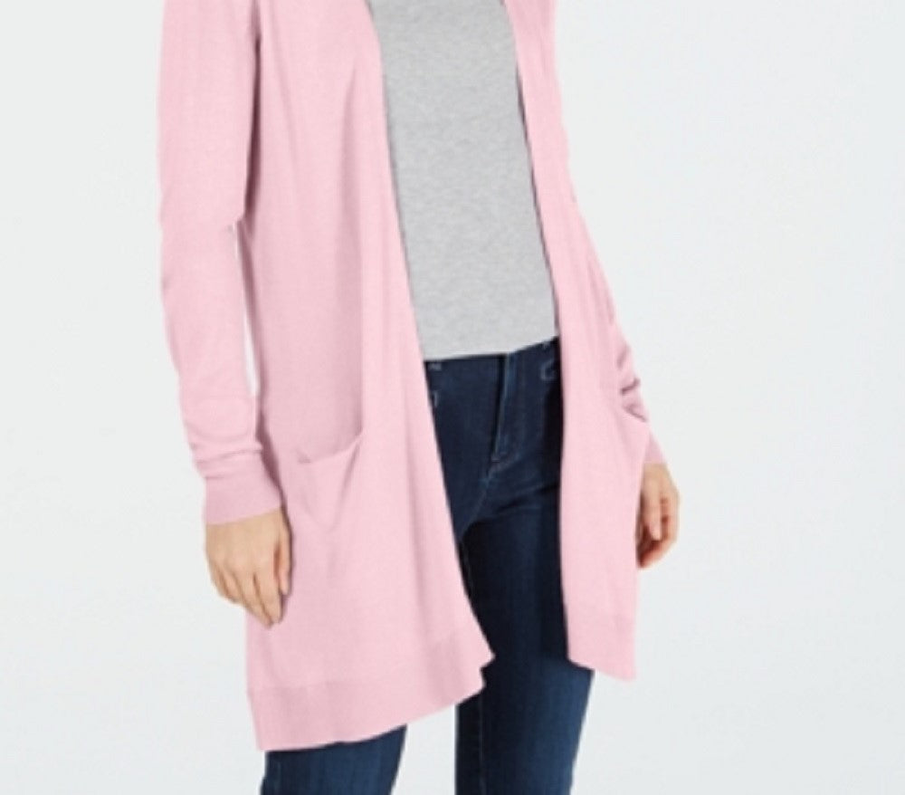Maison Jules Women's Long Open Front Jersey Cardigan Pink Size X-Small