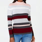 Karen Scott Women's Striped Mock Neck Cotton Sweater Red Size Large
