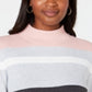 Karen Scott Women's Striped Mock Neck Cotton Sweater Red Size Large