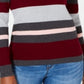Karen Scott Women's Striped Mock Neck Cotton Sweater Red Size Large
