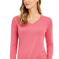 Charter Club Women's Merino Wool Button Cuff V Neck Sweater Pink Size XX-Large