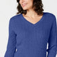 Karen Scott Women's Ribbed Long Sleeve V Neck Sweater Plus Blue Size XX-Large