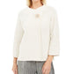 JM Collection Women's Holiday Party Metallic Textured Brooch Sweater Jacket White Size X-Large