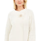 JM Collection Women's Holiday Party Metallic Textured Brooch Sweater Jacket White Size X-Large