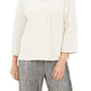 JM Collection Women's Holiday Party Metallic Textured Brooch Sweater Jacket White Size X-Large