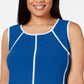 Alfani Women's Piping Hi Low Tank Top Blue Size 0X