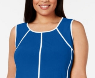 Alfani Women's Piping Hi Low Tank Top Blue Size 0X
