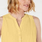 Charter Club Women's Sleeveless Pintuck Blouse Yellow Size Small