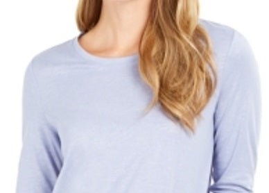 Style & Co Women's Speckled Shimmer Top BLue Size Large