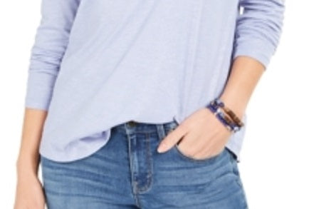 Style & Co Women's Speckled Shimmer Top BLue Size Large