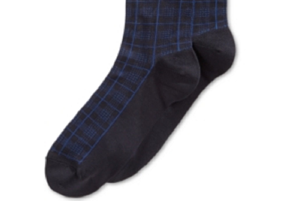 Perry Ellis Men's Microfiber Houndstooth Dress Socks Blue Size Regular