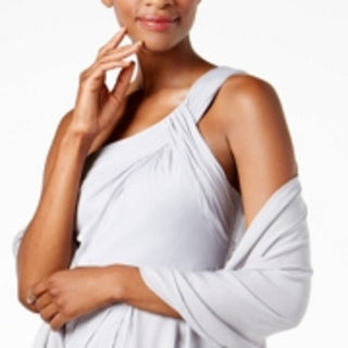 Adrianna Papell Women's Fringe Embellished Shawl Gray Size Regular