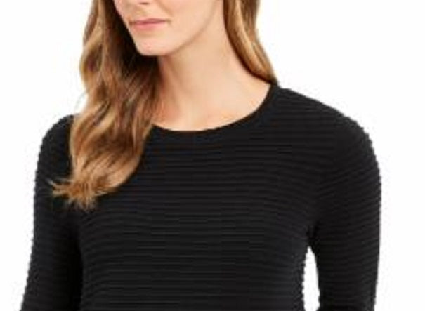 Charter Club Women's Colorblocked Ottoman Sweater Black Size X-Small