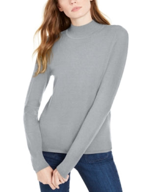 Maison Jules Women's Mock Neck Sweate Grey Size Medium