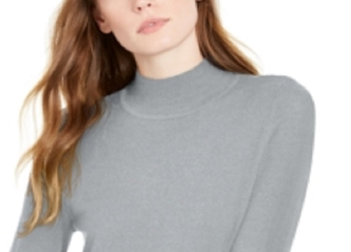 Maison Jules Women's Mock Neck Sweate Grey Size Medium
