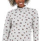Karen Scott Women's Printed Mock Neck Top Grey Size Petite Small
